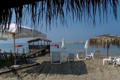 Beach nearby, sun loungers