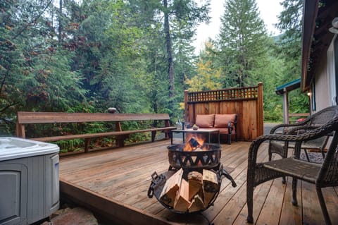 Back deck off master with seating and firepit