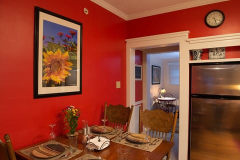 Drop leaf table; seating/table setting for 8; hi-chair & booster seat available