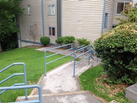 Unit is on 1st floor with only a few steps leading to it.