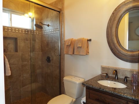 King room bathroom- Stand up Tile shower- Double headed-
Granite counter top sin