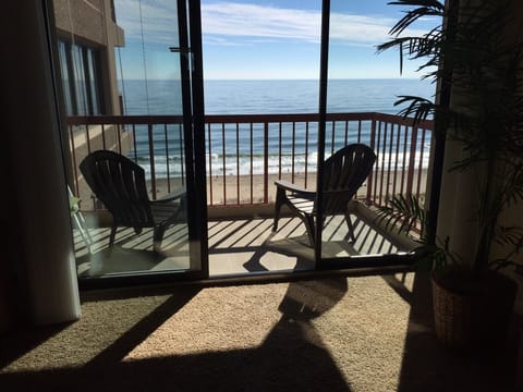 View of the Beach and Ocean from the living room. looks like a postcard! 