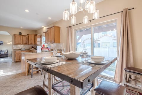 Gather around the table in this spacious and inviting dining room.