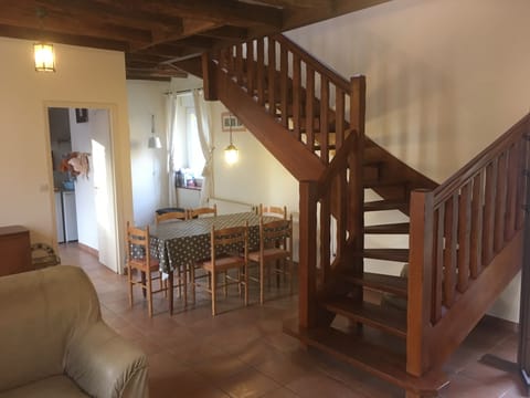 Dining table seats 6 with plenty of space in the lounge