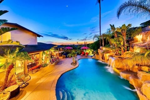 Sunset view of the back yard.