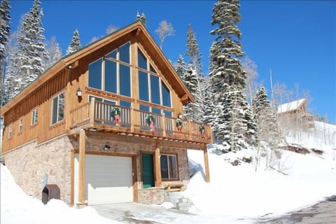 Winter (Feb 2015) view of our multi-family cabin overlooking Brian Head summit