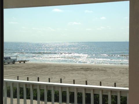 Beautiful view of beach from living room window.