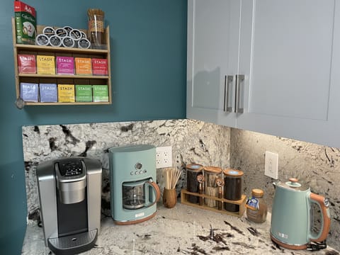 Coffee set up with Krups, Dorchester Coffee Maker and Dorchester Kettle.