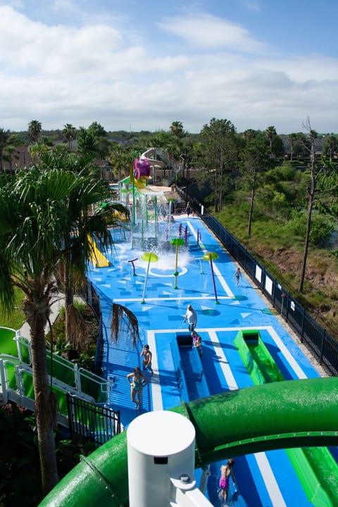 A heated pool, sun loungers