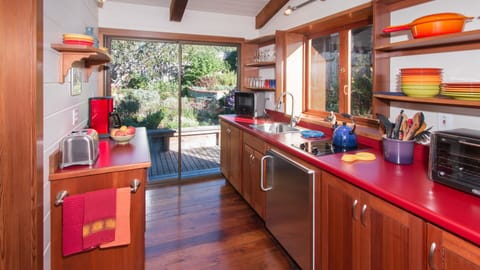 Galley kitchen with patio garden
