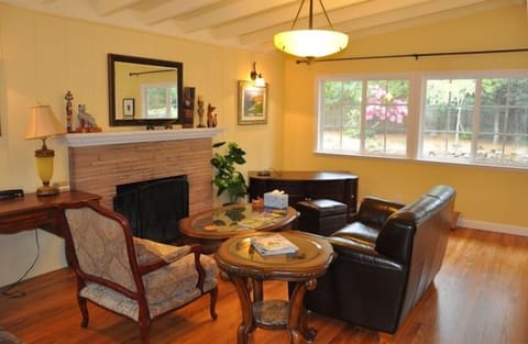 The spacious living room is a perfect gathering place