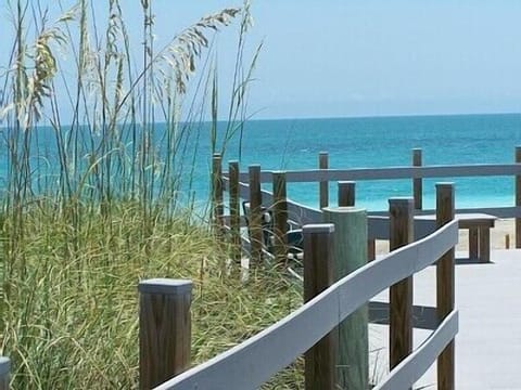 On the beach, sun loungers, beach towels