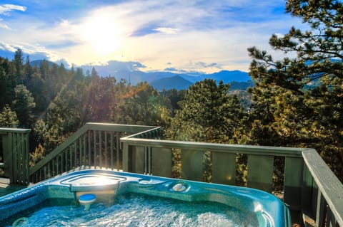 Hot tub in a beautiful location for privacy and views.