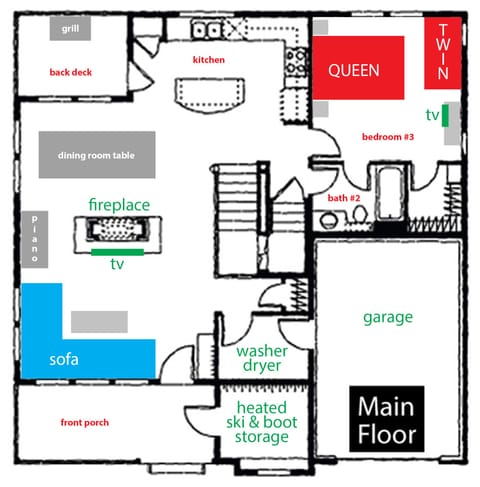 Floor Plan - Main Floor (1 bdrm, full bath, living, dining, kitchen)