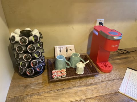 Keurig coffee maker with K-Cups. As well, we have a standard drip coffee maker