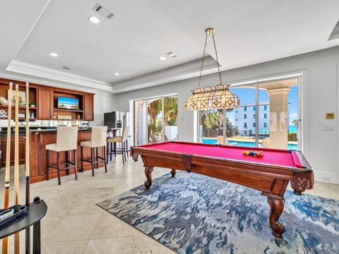 Open Air Entertainment Space with Living Room, Pool Table & Wet Bar