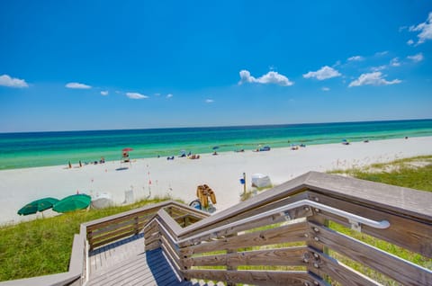 Beach nearby, sun loungers