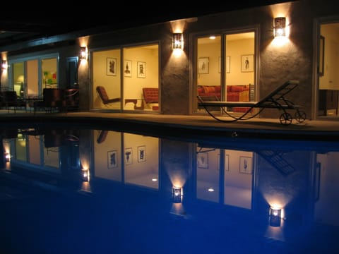 Pool and Home at Night