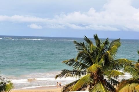 On the beach, sun loungers, beach towels