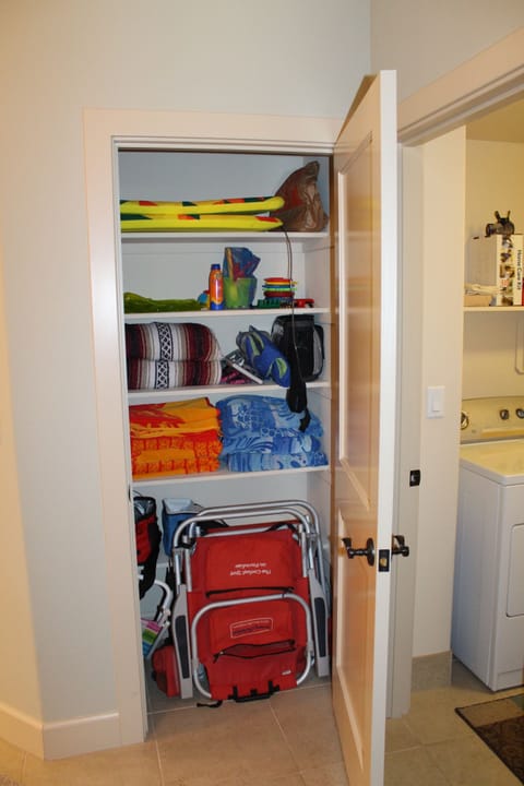 Foyer Closet with various beach items