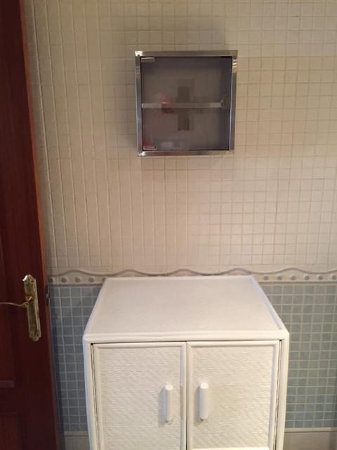 Combined shower/tub, hair dryer, bidet, towels