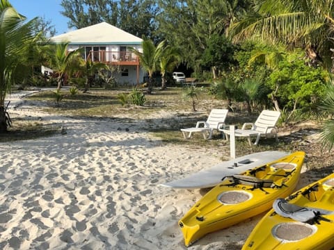 On the beach, sun loungers, beach towels