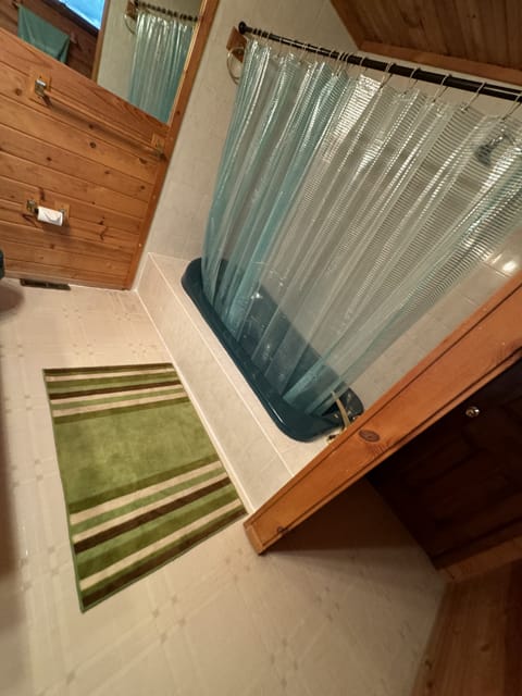 Combined shower/tub, jetted tub, hair dryer