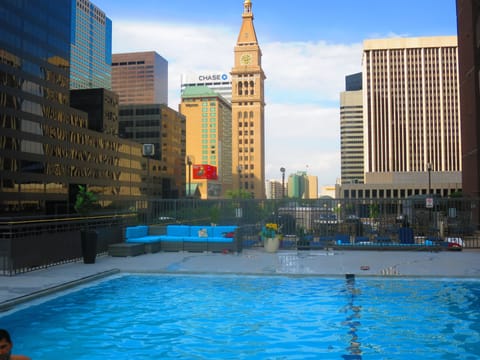 A rooftop pool, a heated pool