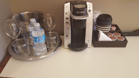 Fridge, coffee/tea maker, paper towels