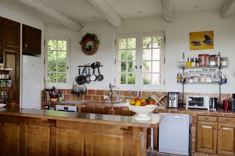Kitchen. New appliances. Fireplace (cook w/ it!) & large dining table not shown