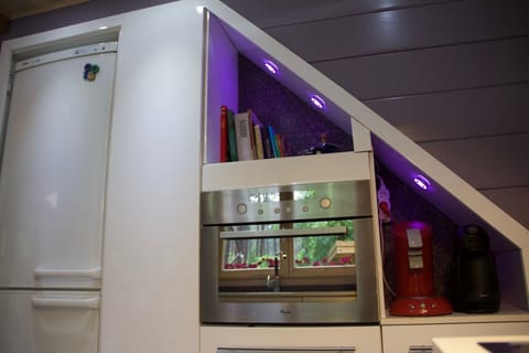 With combi oven, big fridge, separate deep freezer and coffee makers