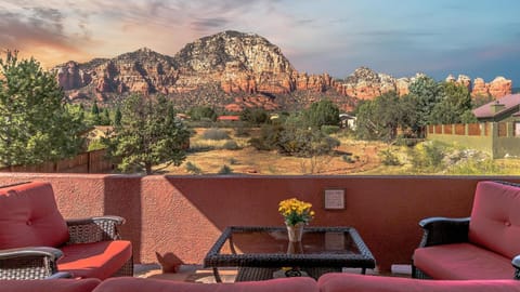 This is a beautiful view of Thunder Mountain from the balcony.