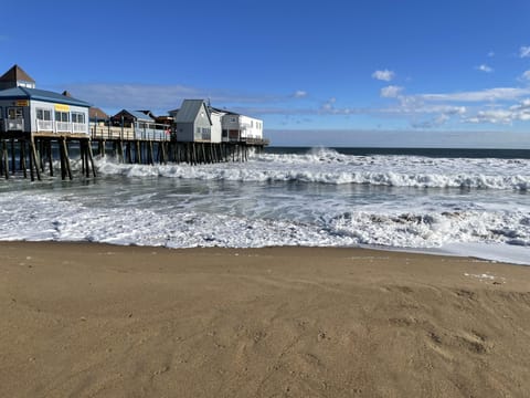 Beach nearby, sun loungers