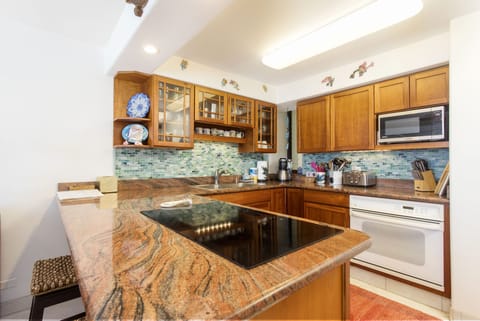 Kitchen with new induction stove top
