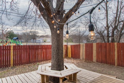 Enjoy rear deck with nice patio lights; direct access to park with playground
