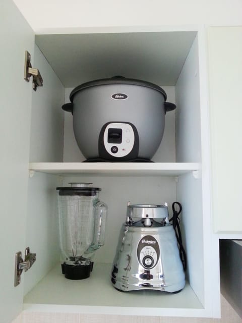 Microwave, coffee/tea maker, cookware/dishes/utensils