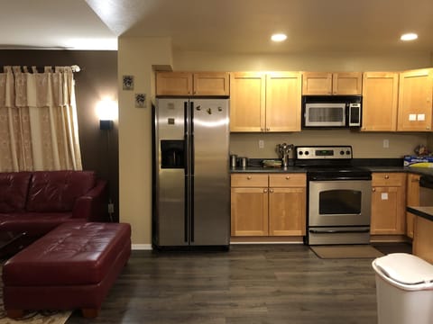 Kitchen with stainless steel appliances