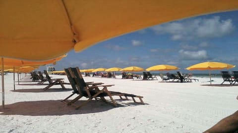 Beach nearby, sun loungers, beach umbrellas, beach towels