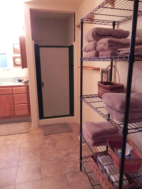 Second bathroom has a shower.