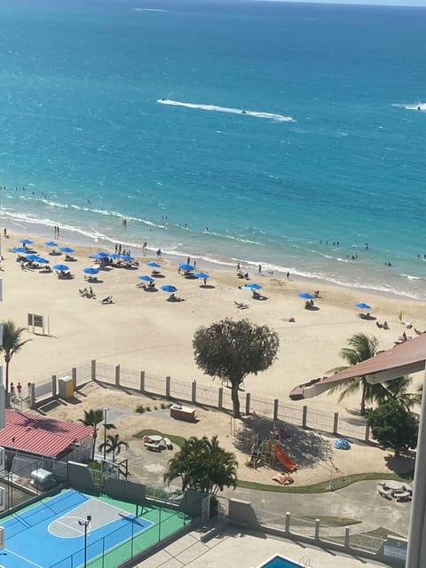 On the beach, beach towels