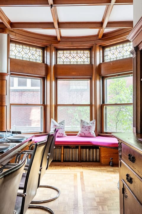 Sunny nook in the dining room, for when meals go long.