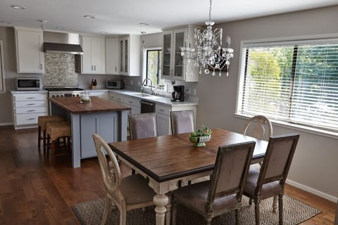 Dining room and view of kitchen island