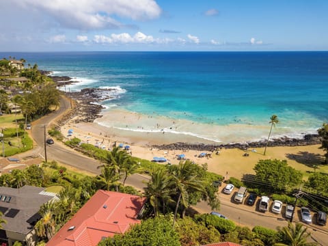 On the beach, sun loungers, beach towels