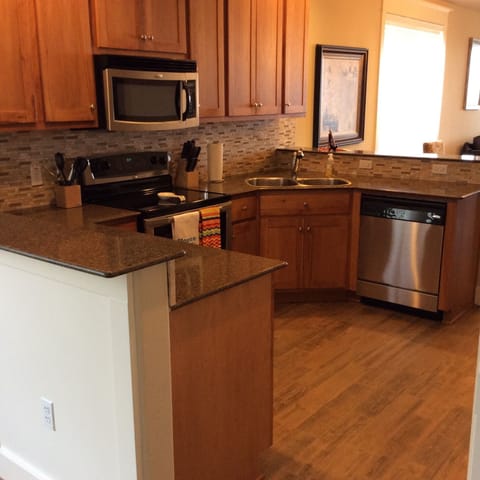 Kitchen with stainless steel appliances and everything you need for gourmet meal