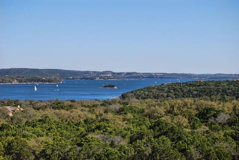 Lake Travis is full!  View from balcony on a sunny day.