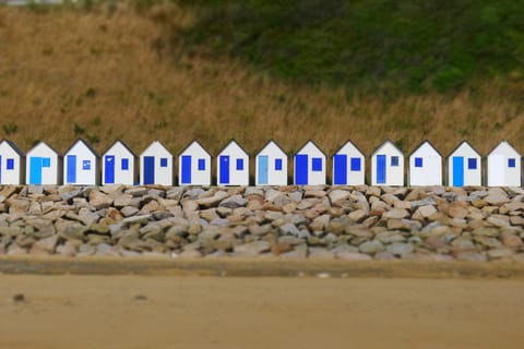 beach huts on Carteret beach