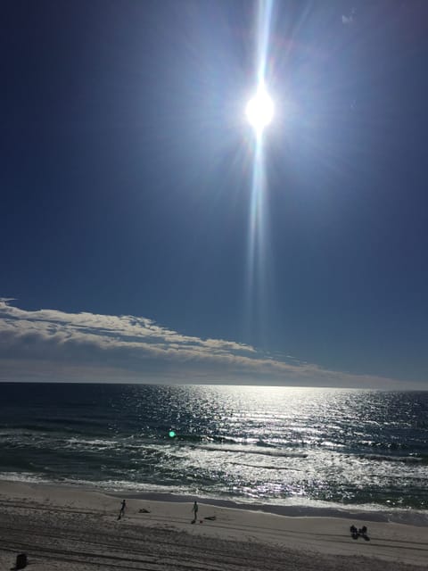 On the beach, sun loungers