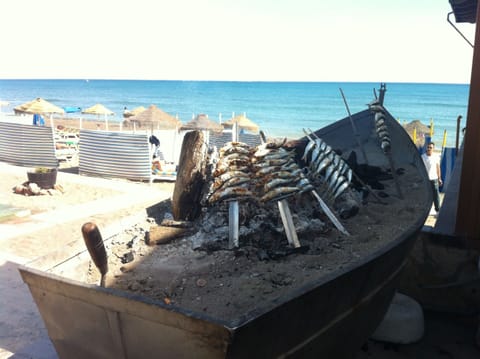 Beach nearby, sun loungers, beach towels