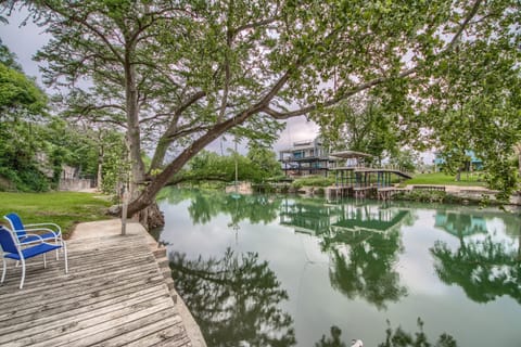Riverfront dock with new stairs into the water!!