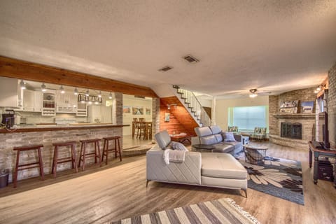 Living area is opens up to the main kitchen and dining rooms.